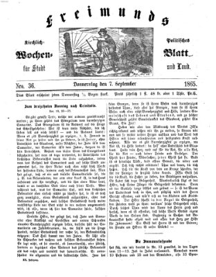 Freimund's kirchlich-politisches Wochenblatt für Stadt und Land Donnerstag 7. September 1865