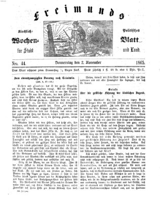 Freimund's kirchlich-politisches Wochenblatt für Stadt und Land Donnerstag 2. November 1865