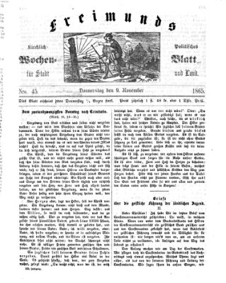 Freimund's kirchlich-politisches Wochenblatt für Stadt und Land Donnerstag 9. November 1865
