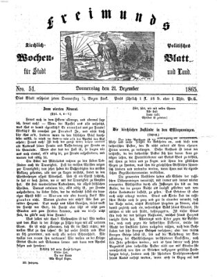 Freimund's kirchlich-politisches Wochenblatt für Stadt und Land Donnerstag 21. Dezember 1865