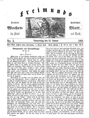 Freimund's kirchlich-politisches Wochenblatt für Stadt und Land Donnerstag 23. Januar 1868