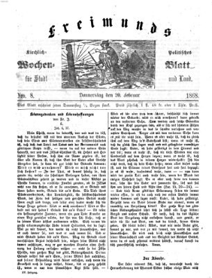 Freimund's kirchlich-politisches Wochenblatt für Stadt und Land Donnerstag 20. Februar 1868