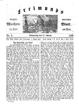 Freimund's kirchlich-politisches Wochenblatt für Stadt und Land Donnerstag 27. Februar 1868