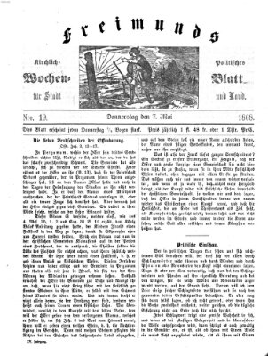 Freimund's kirchlich-politisches Wochenblatt für Stadt und Land Donnerstag 7. Mai 1868