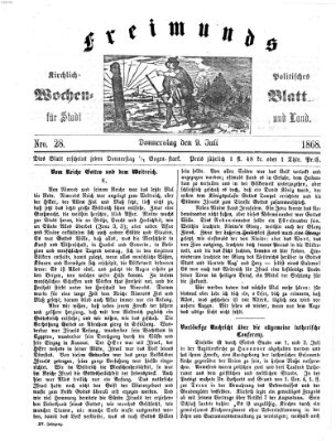 Freimund's kirchlich-politisches Wochenblatt für Stadt und Land Donnerstag 9. Juli 1868