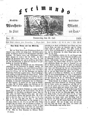 Freimund's kirchlich-politisches Wochenblatt für Stadt und Land Donnerstag 30. Juli 1868