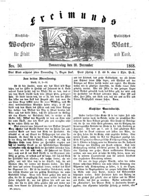 Freimund's kirchlich-politisches Wochenblatt für Stadt und Land Donnerstag 10. Dezember 1868