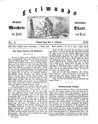 Freimund's kirchlich-politisches Wochenblatt für Stadt und Land Donnerstag 3. Februar 1870