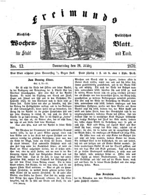 Freimund's kirchlich-politisches Wochenblatt für Stadt und Land Donnerstag 24. März 1870