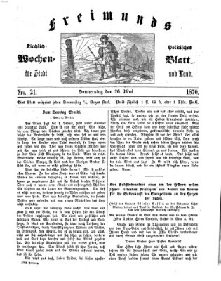 Freimund's kirchlich-politisches Wochenblatt für Stadt und Land Donnerstag 26. Mai 1870