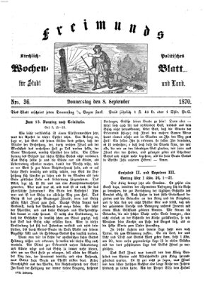 Freimund's kirchlich-politisches Wochenblatt für Stadt und Land Donnerstag 8. September 1870