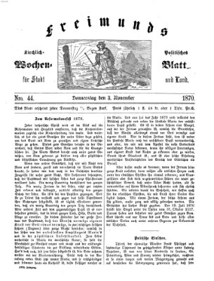 Freimund's kirchlich-politisches Wochenblatt für Stadt und Land Donnerstag 3. November 1870