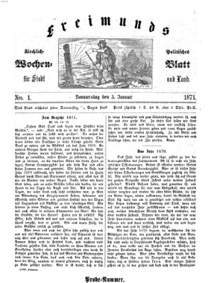 Freimund's kirchlich-politisches Wochenblatt für Stadt und Land Donnerstag 5. Januar 1871