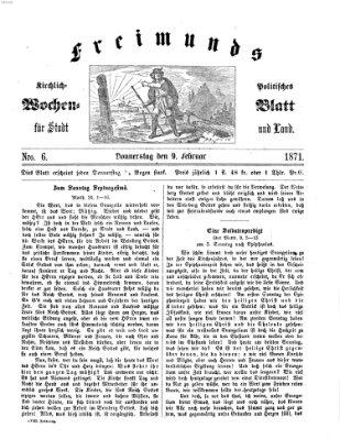 Freimund's kirchlich-politisches Wochenblatt für Stadt und Land Donnerstag 9. Februar 1871