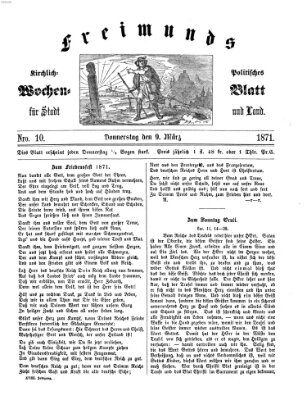 Freimund's kirchlich-politisches Wochenblatt für Stadt und Land Donnerstag 9. März 1871