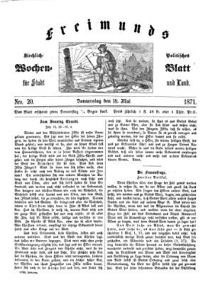 Freimund's kirchlich-politisches Wochenblatt für Stadt und Land Donnerstag 18. Mai 1871