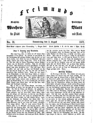 Freimund's kirchlich-politisches Wochenblatt für Stadt und Land Donnerstag 3. August 1871