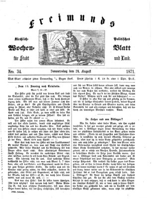 Freimund's kirchlich-politisches Wochenblatt für Stadt und Land Donnerstag 24. August 1871