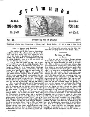 Freimund's kirchlich-politisches Wochenblatt für Stadt und Land Donnerstag 12. Oktober 1871