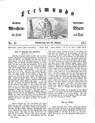 Freimund's kirchlich-politisches Wochenblatt für Stadt und Land Donnerstag 26. Oktober 1871