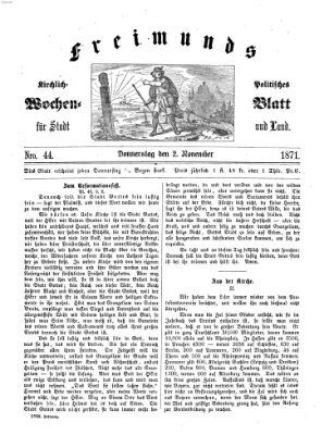 Freimund's kirchlich-politisches Wochenblatt für Stadt und Land Donnerstag 2. November 1871