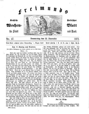 Freimund's kirchlich-politisches Wochenblatt für Stadt und Land Donnerstag 23. November 1871