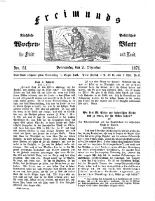 Freimund's kirchlich-politisches Wochenblatt für Stadt und Land Donnerstag 21. Dezember 1871