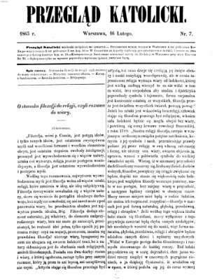 Przegląd Katolicki Donnerstag 16. Februar 1865