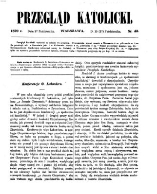 Przegląd Katolicki Donnerstag 27. Oktober 1870