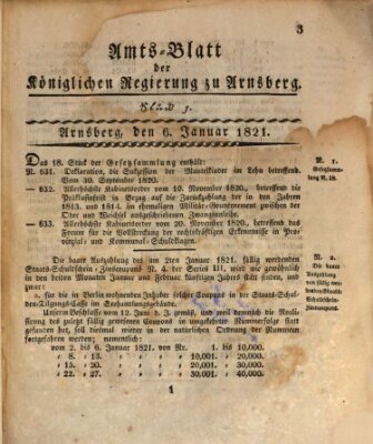 Amtsblatt für den Regierungsbezirk Arnsberg Samstag 6. Januar 1821