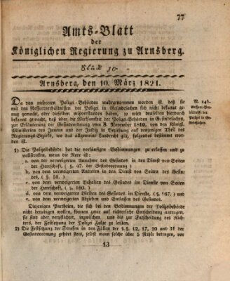 Amtsblatt für den Regierungsbezirk Arnsberg Samstag 10. März 1821