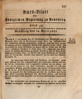 Amtsblatt für den Regierungsbezirk Arnsberg Samstag 14. April 1821