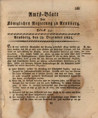 Amtsblatt für den Regierungsbezirk Arnsberg Samstag 29. Dezember 1821