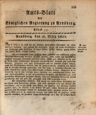 Amtsblatt für den Regierungsbezirk Arnsberg Samstag 30. März 1822