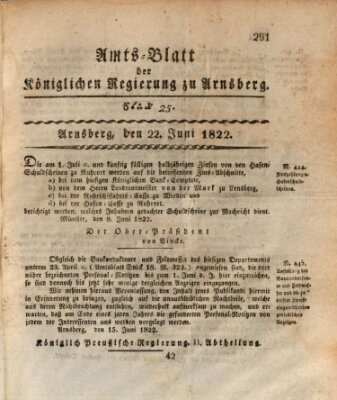 Amtsblatt für den Regierungsbezirk Arnsberg Samstag 22. Juni 1822