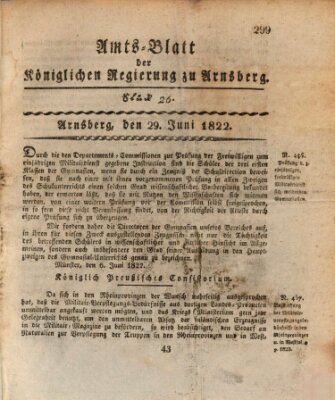Amtsblatt für den Regierungsbezirk Arnsberg Samstag 29. Juni 1822