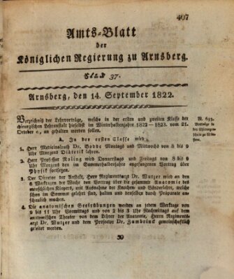 Amtsblatt für den Regierungsbezirk Arnsberg Samstag 14. September 1822