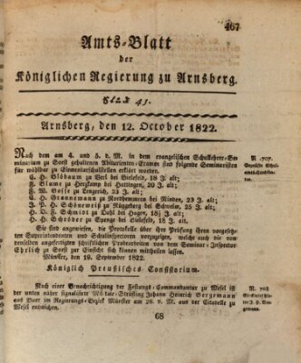 Amtsblatt für den Regierungsbezirk Arnsberg Samstag 12. Oktober 1822