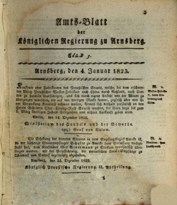 Amtsblatt für den Regierungsbezirk Arnsberg Samstag 4. Januar 1823