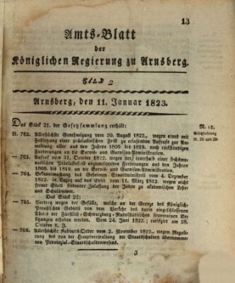 Amtsblatt für den Regierungsbezirk Arnsberg Samstag 11. Januar 1823