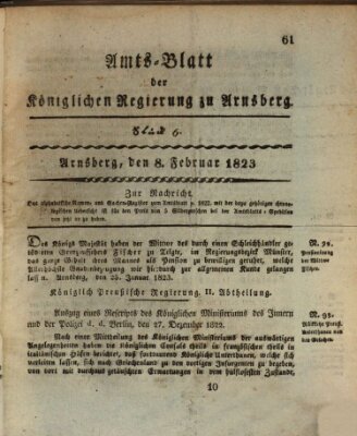 Amtsblatt für den Regierungsbezirk Arnsberg Samstag 8. Februar 1823