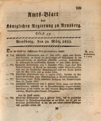 Amtsblatt für den Regierungsbezirk Arnsberg Samstag 29. März 1823