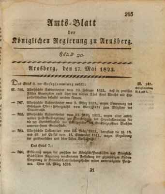 Amtsblatt für den Regierungsbezirk Arnsberg Samstag 17. Mai 1823