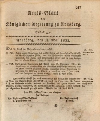 Amtsblatt für den Regierungsbezirk Arnsberg Samstag 24. Mai 1823