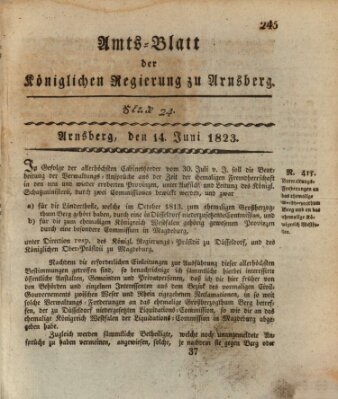 Amtsblatt für den Regierungsbezirk Arnsberg Samstag 14. Juni 1823