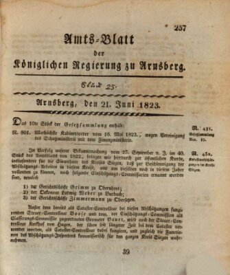 Amtsblatt für den Regierungsbezirk Arnsberg Samstag 21. Juni 1823