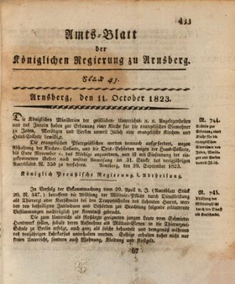 Amtsblatt für den Regierungsbezirk Arnsberg Samstag 11. Oktober 1823