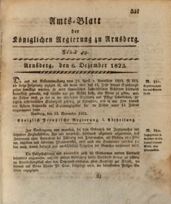 Amtsblatt für den Regierungsbezirk Arnsberg Samstag 6. Dezember 1823