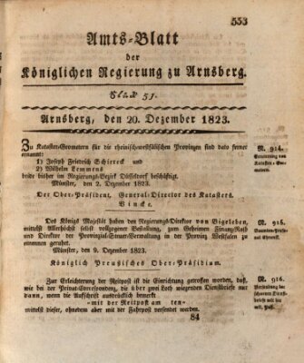 Amtsblatt für den Regierungsbezirk Arnsberg Samstag 20. Dezember 1823