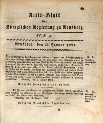 Amtsblatt für den Regierungsbezirk Arnsberg Samstag 24. Januar 1824